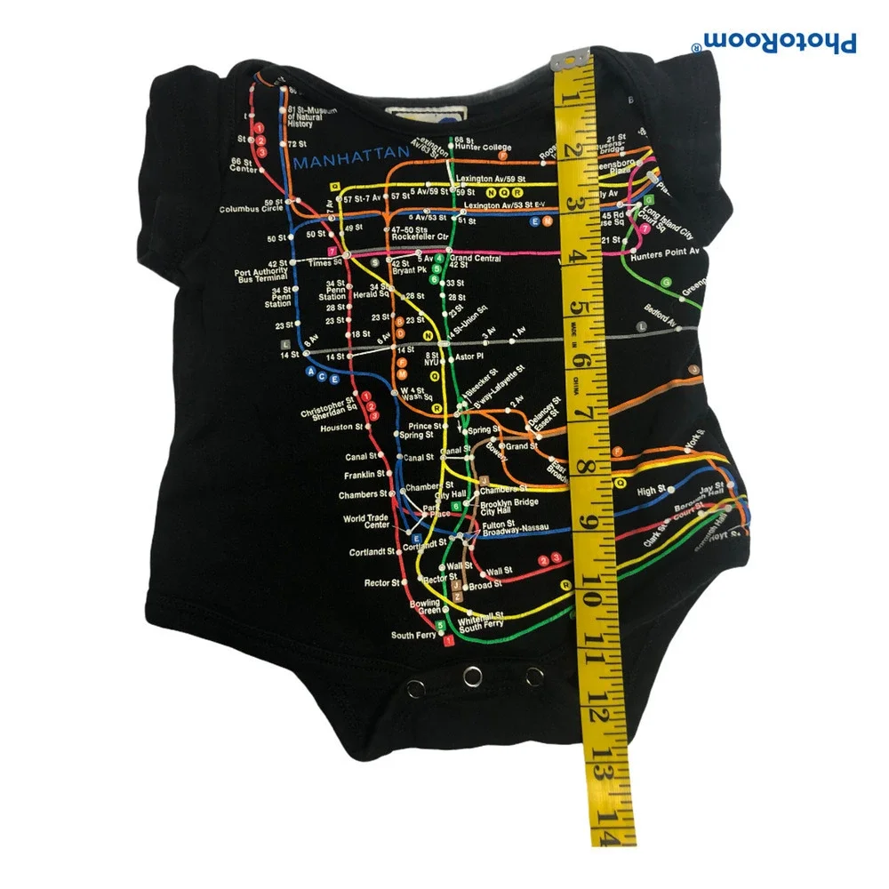 NYC Black Subway Map Baby One Piece Short Sleeve Size 12 Months